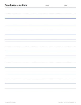 Preview of the medium ruled paper printable