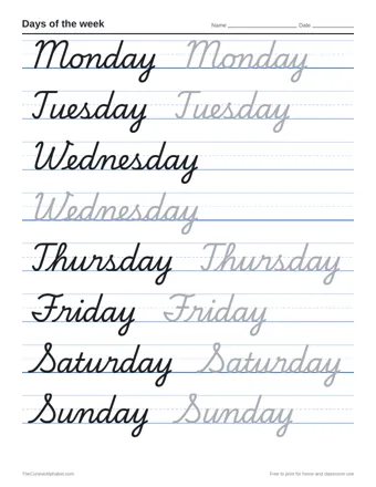 Preview of the word sheets printable